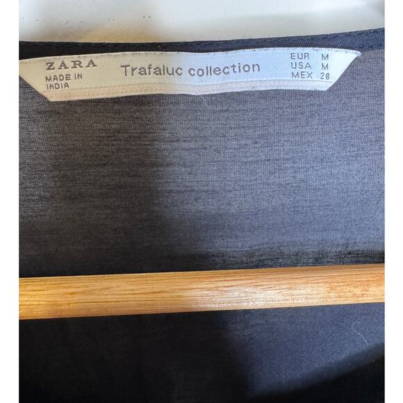 ZARA Trafaluc Collection Embroidered Boho Bell Sleeve Tassel Blouse Size: M - Picture 4 of 6